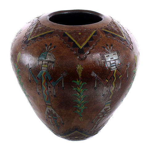 Navajo Kachina Figure Hand Crafted Pot By Artist Nancy Chilly JX122886